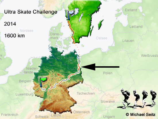 Ultra Skate Challenge (USC) 2014, route map made by Michael Seitz.