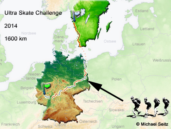 Ultra Skate Challenge (USC) 2014, route map made by Michael Seitz.