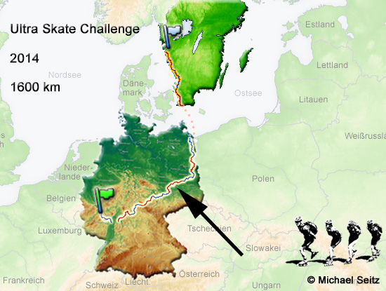 Ultra Skate Challenge (USC) 2014, route map made by Michael Seitz.