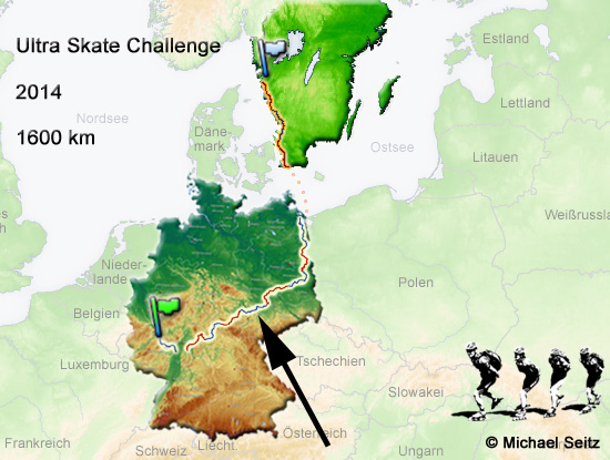 Ultra Skate Challenge (USC) 2014, route map made by Michael Seitz.