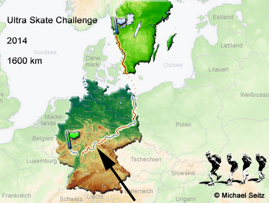 Ultra Skate Challenge (USC) 2014, route map made by Michael Seitz.