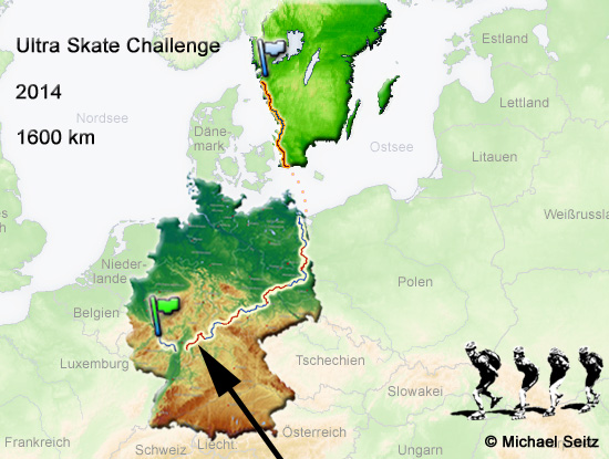 Ultra Skate Challenge (USC) 2014, route map made by Michael Seitz.