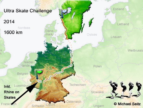 Ultra Skate Challenge (USC) 2014, route map made by Michael Seitz.