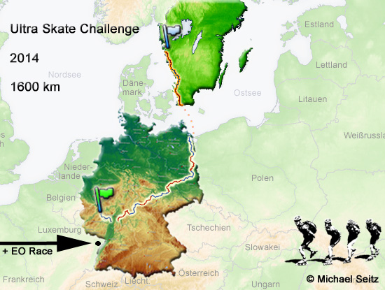 Ultra Skate Challenge (USC) 2014, route map made by Michael Seitz.