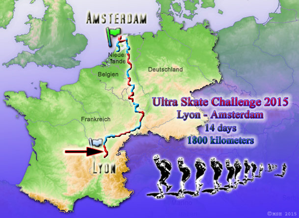 Ultra Skate Challenge (USC) 2015, route map made by Michael Seitz.