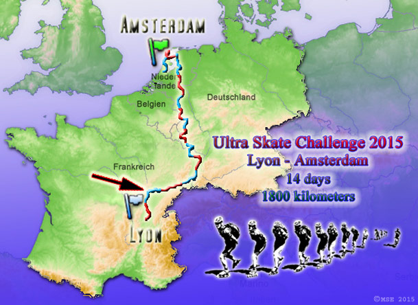 Ultra Skate Challenge (USC) 2015, route map made by Michael Seitz.