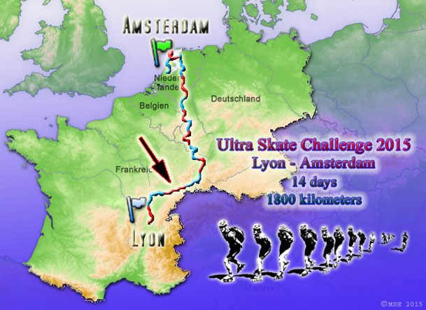 Ultra Skate Challenge (USC) 2015, route map made by Michael Seitz.