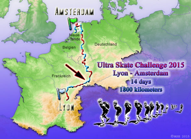 Ultra Skate Challenge (USC) 2015, route map made by Michael Seitz.