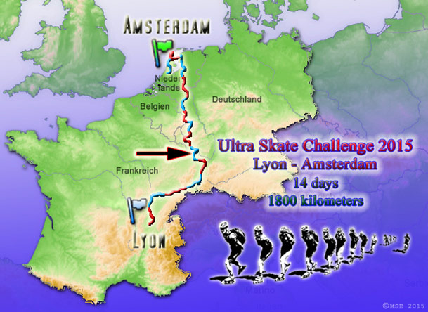 Ultra Skate Challenge (USC) 2015, route map made by Michael Seitz.