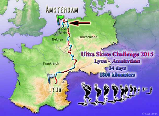 Ultra Skate Challenge (USC) 2015, route map made by Michael Seitz.