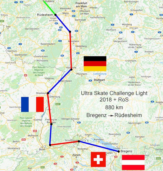 Ultra Skate Challenge (USC) 2018, route map.