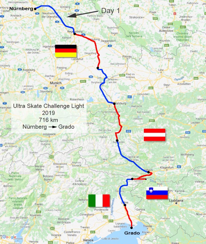 Ultra Skate Challenge (USC) 2019, route map.