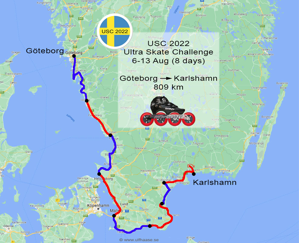 Ultra Skate Challenge (USC) 2022, route map.