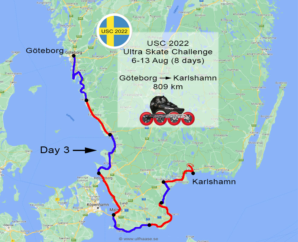 Ultra Skate Challenge (USC) 2022, route map.