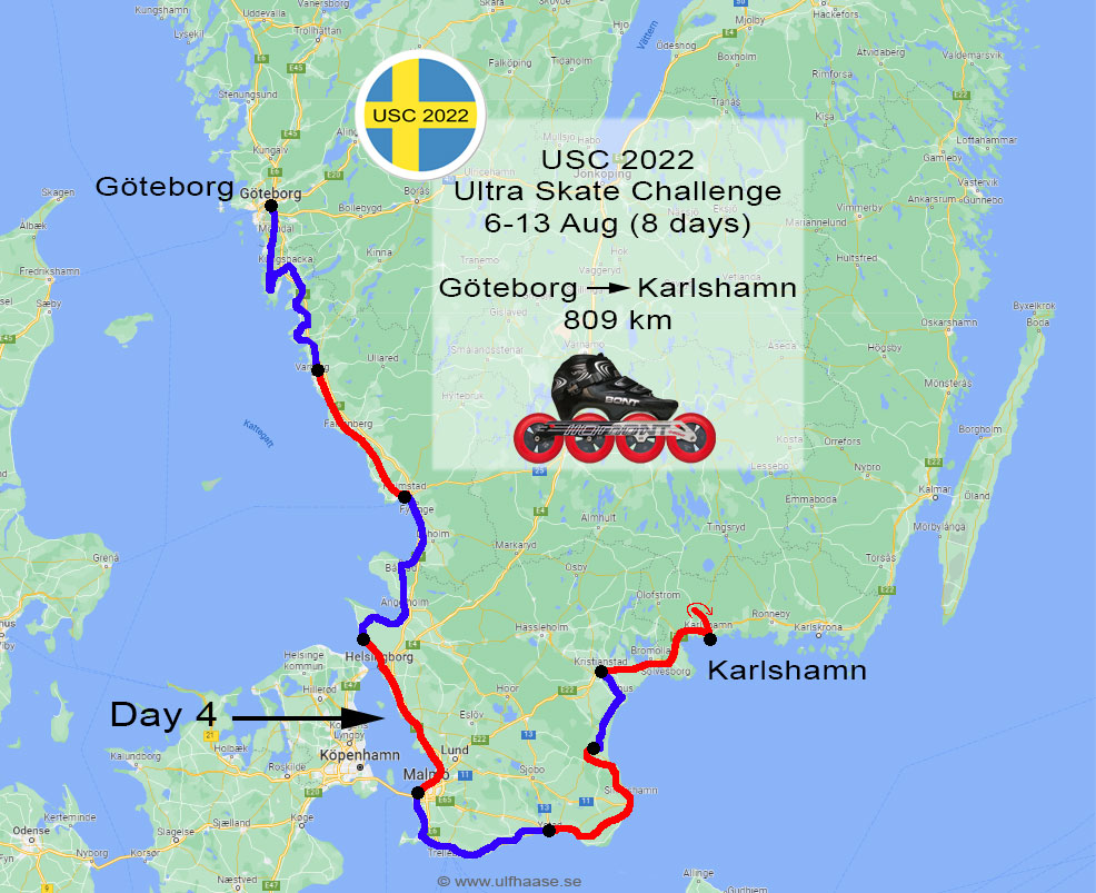 Ultra Skate Challenge (USC) 2022, route map.