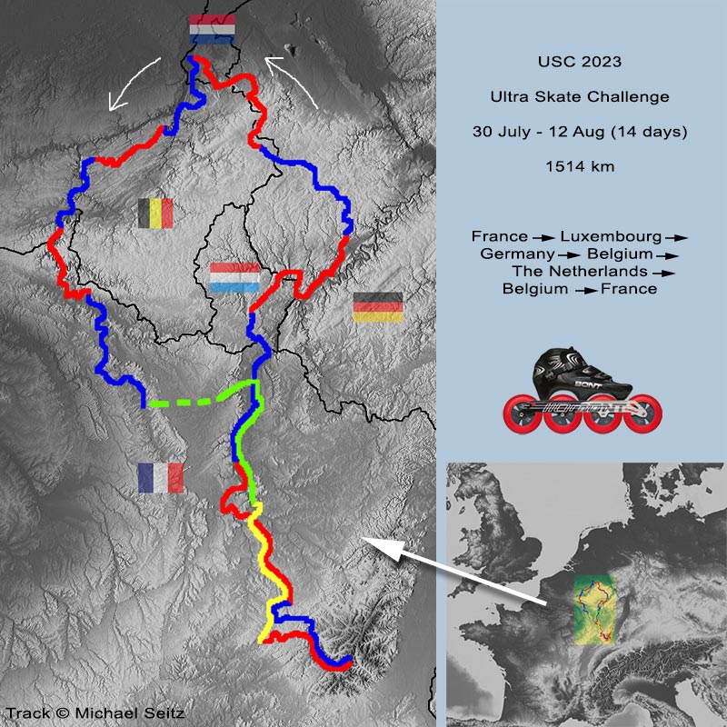 Ultra Skate Challenge (USC) 2023, route map.