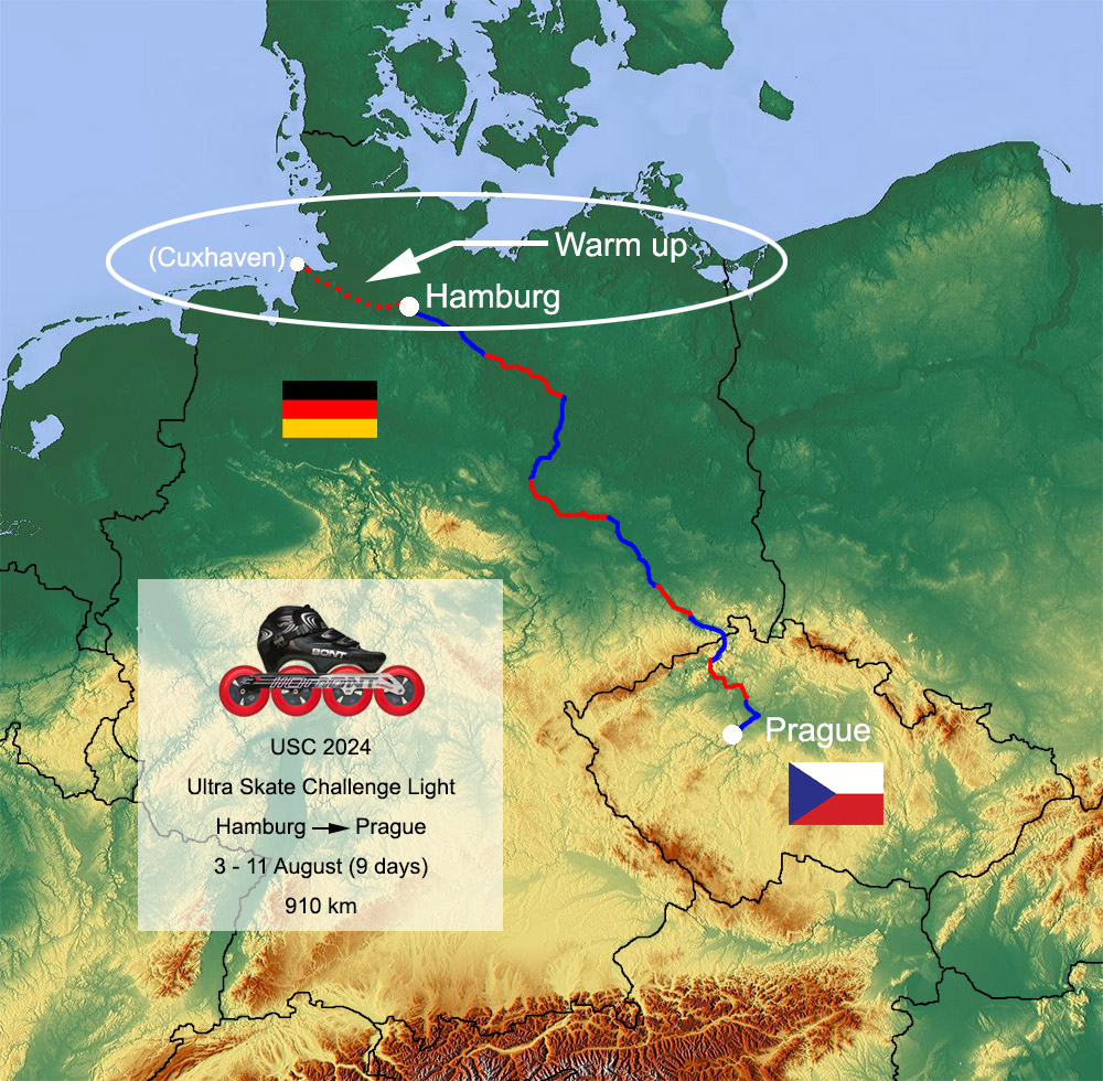 Ultra Skate Challenge (USC) 2024, route map.