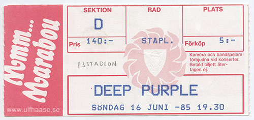 Deep Purple, Stockholm 16 June 1985
